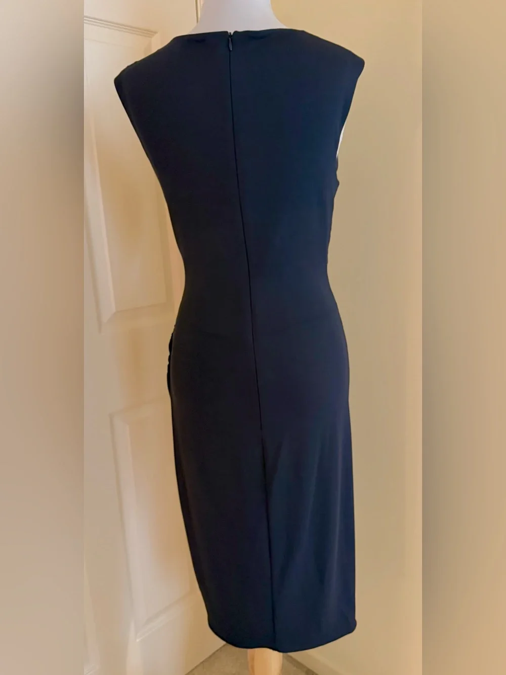 Michael Kors Navy Sleeveless Faux-Wrap Sheath Dress size 12US